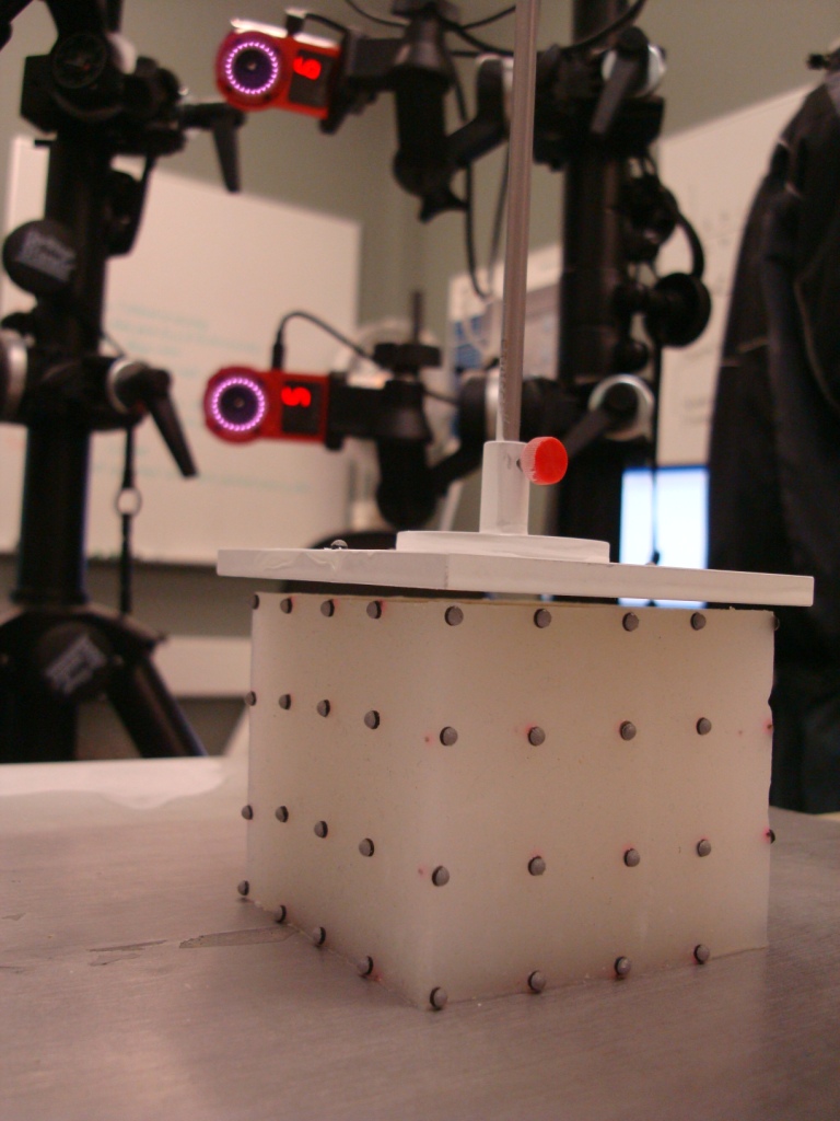 Testing cube with 3D targets